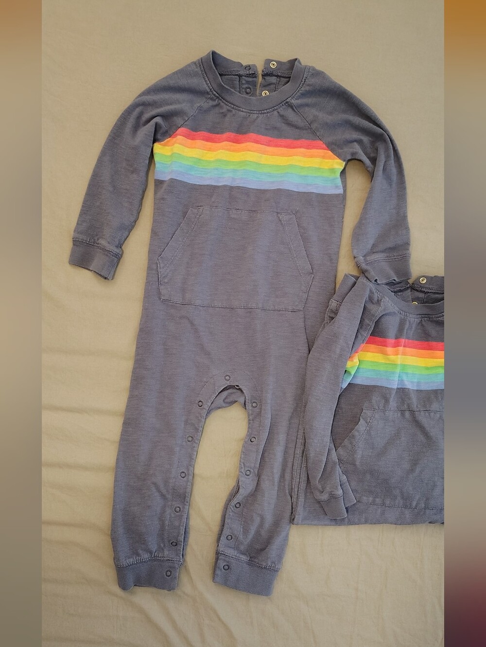 Primary Rainbow Sweatshirt Romper